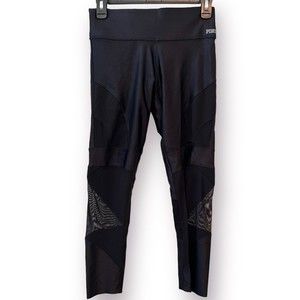 Pink Ultimate Leggings Victorias Secret Black Small Mesh Cut Outs Black 24”